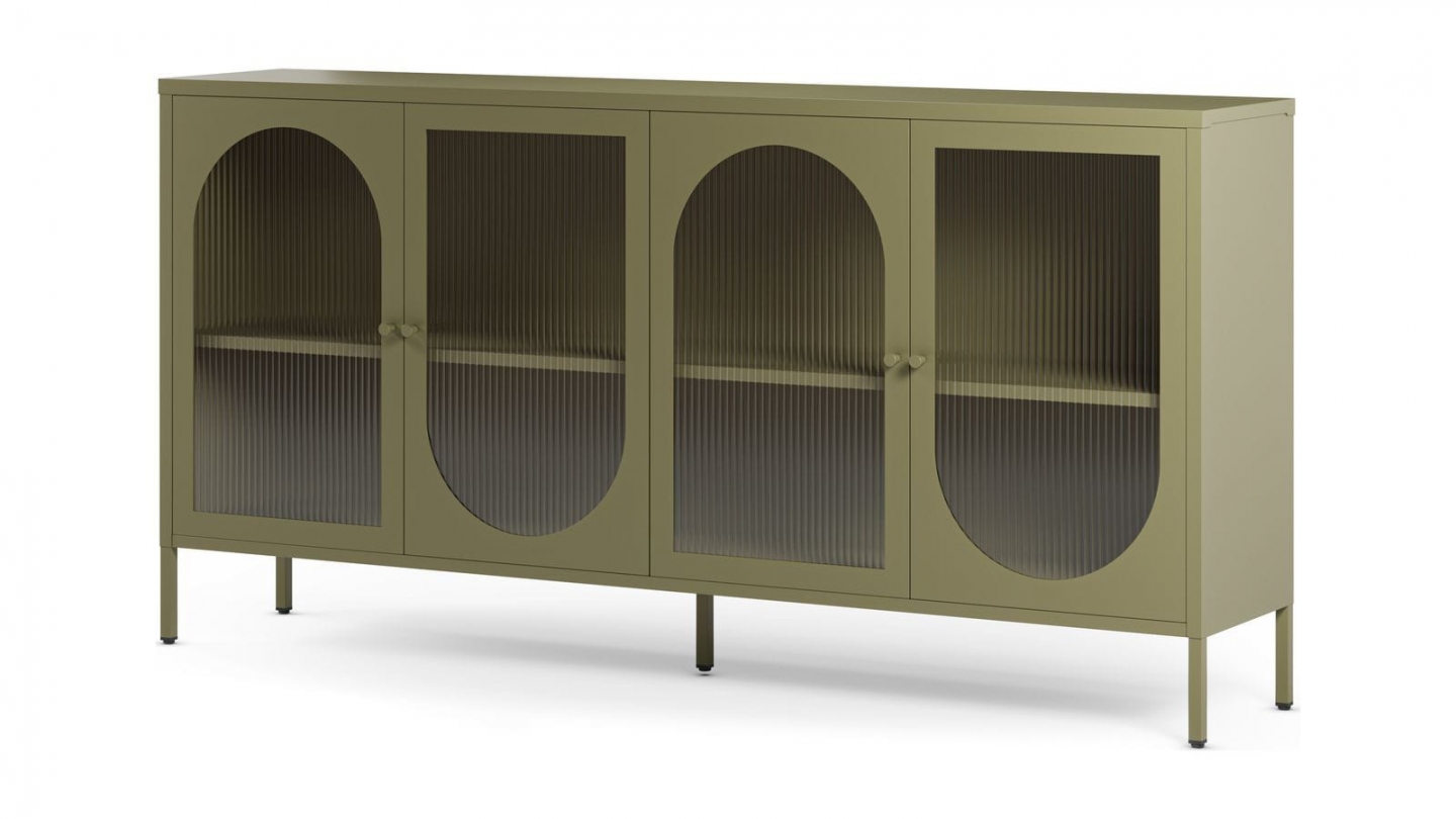 Buffet 4 portes en métal vert 160 cm - Ysia