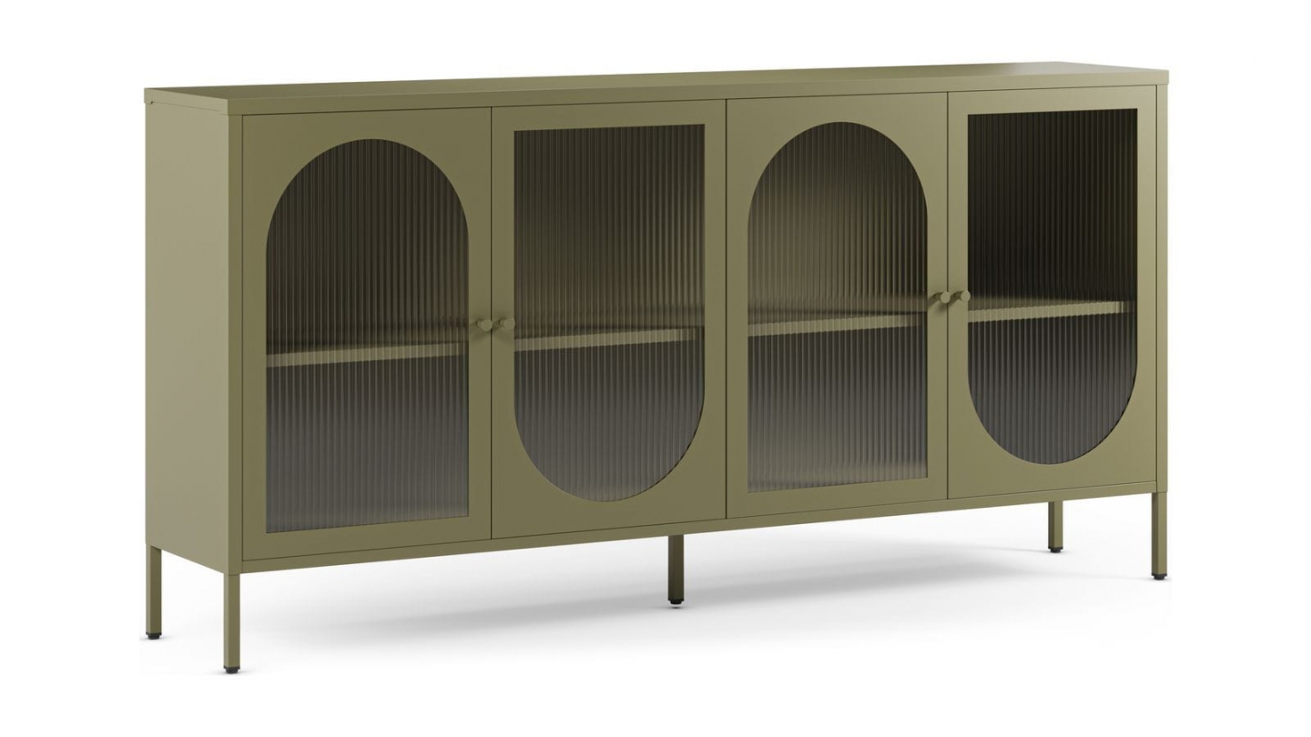 Buffet 4 portes en métal vert 160 cm - Ysia