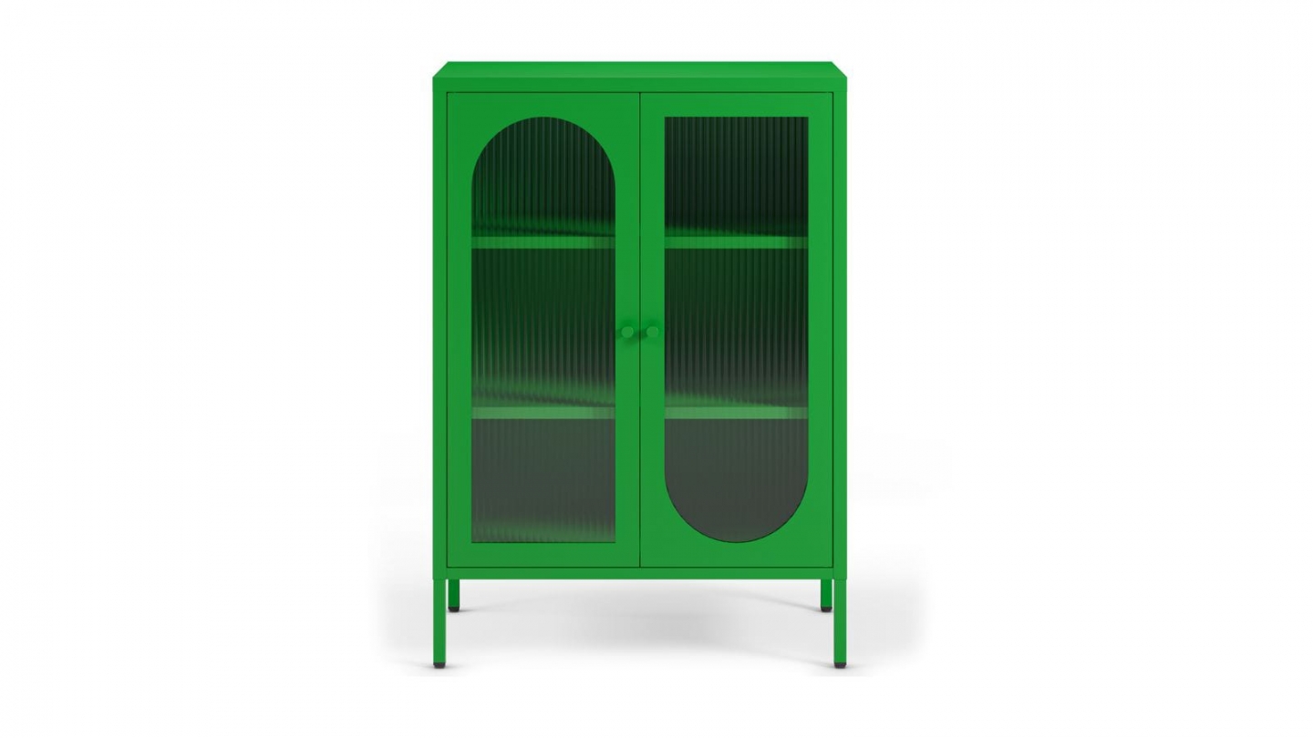 Buffet 2 portes en métal vert électrique 70 cm - Ysia