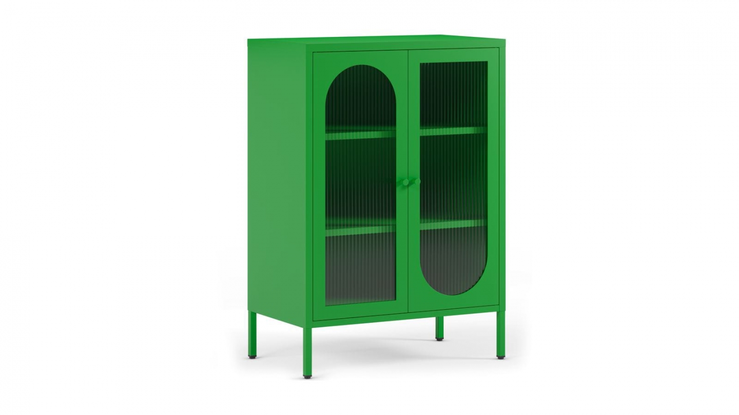 Buffet 2 portes en métal vert électrique 70 cm - Ysia
