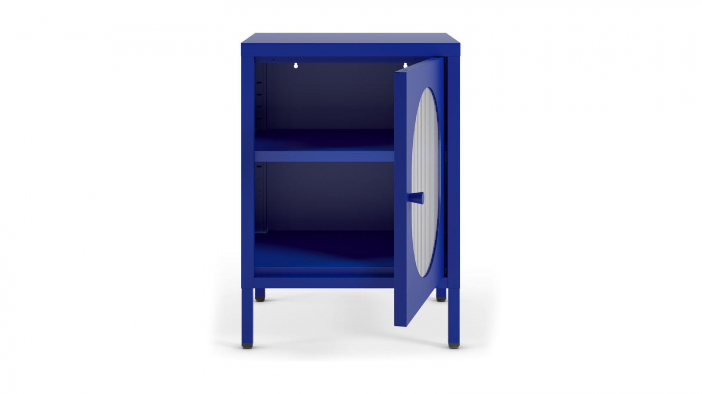 Table de chevet 1 porte en métal bleu électrique 40 cm - Ysia