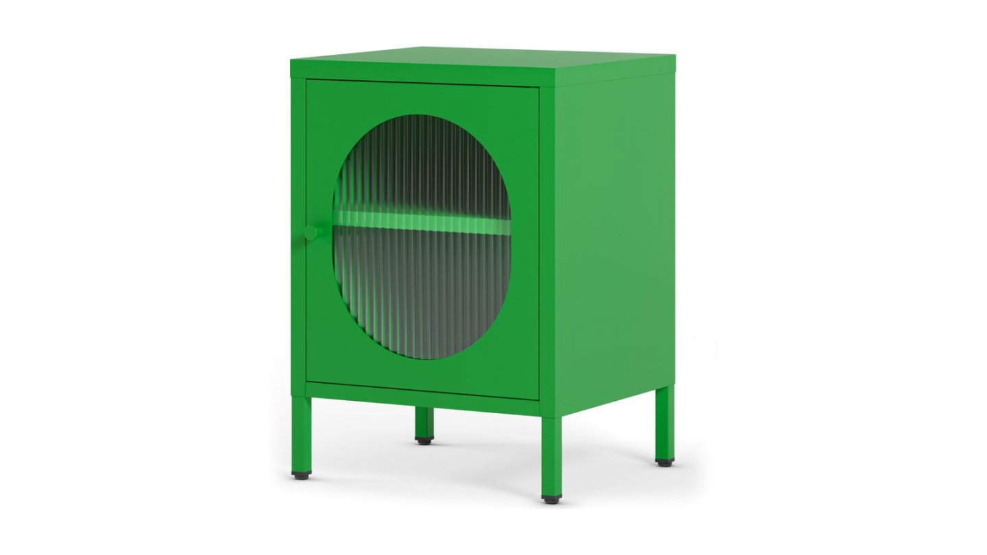 Table de chevet 1 porte en métal vert électrique 40 cm - Ysia