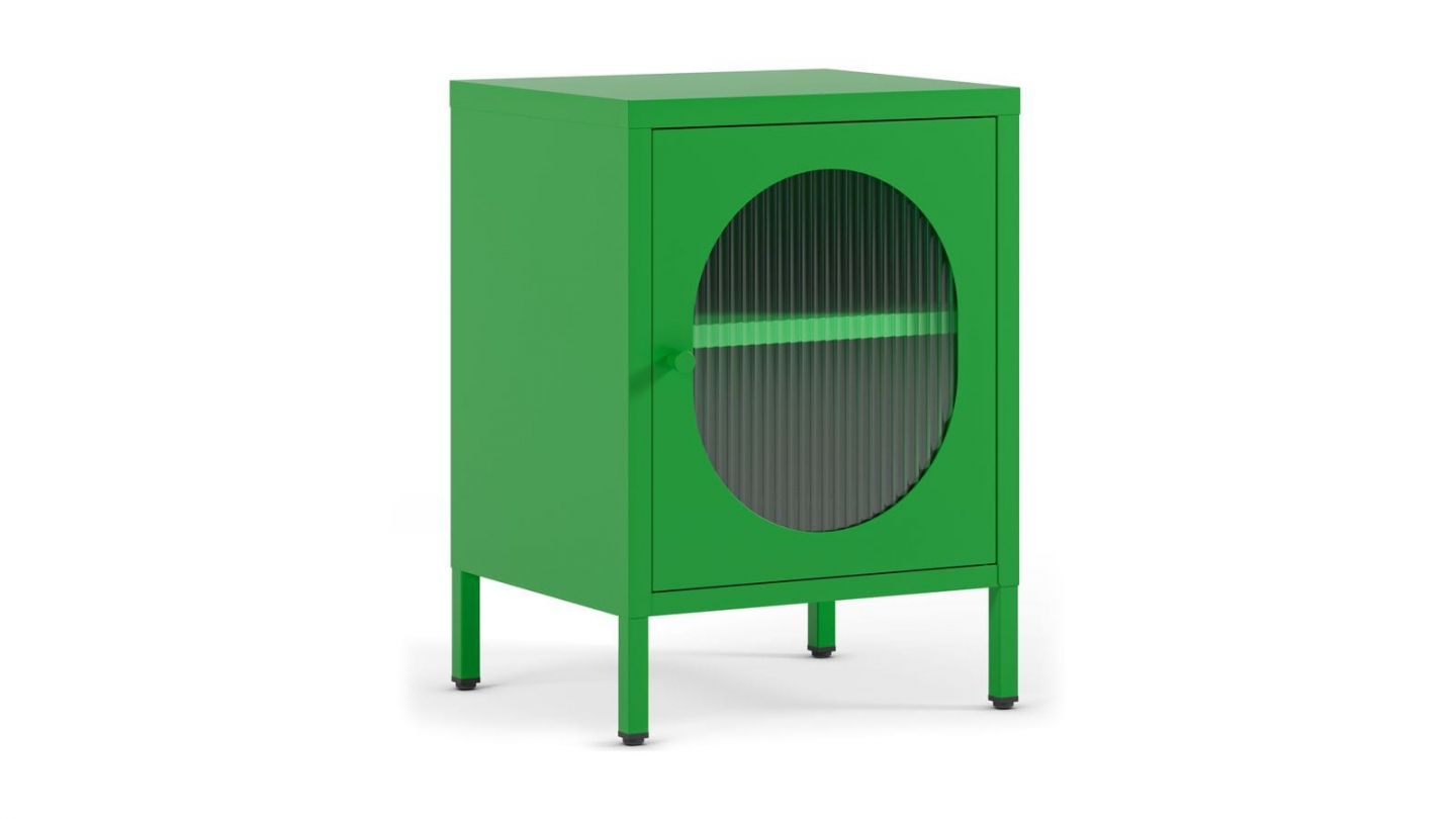 Table de chevet 1 porte en métal vert électrique 40 cm - Ysia