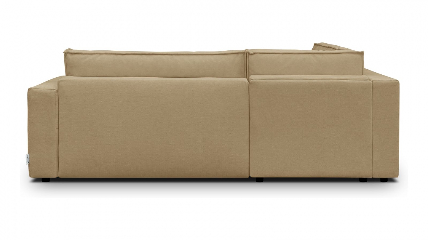 Canapé d'angle ouvert à gauche convertible 3 places en tissu chenille miel - Emma