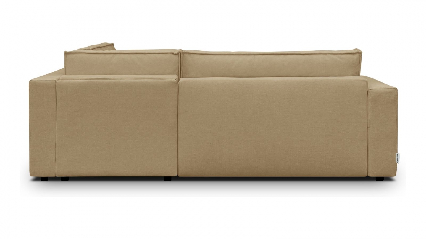 Canapé d'angle ouvert à droite convertible 3 places en tissu chenille miel - Emma Canapé d'angle ouvert à droite convertible 3 places en tissu chenille miel - Emma