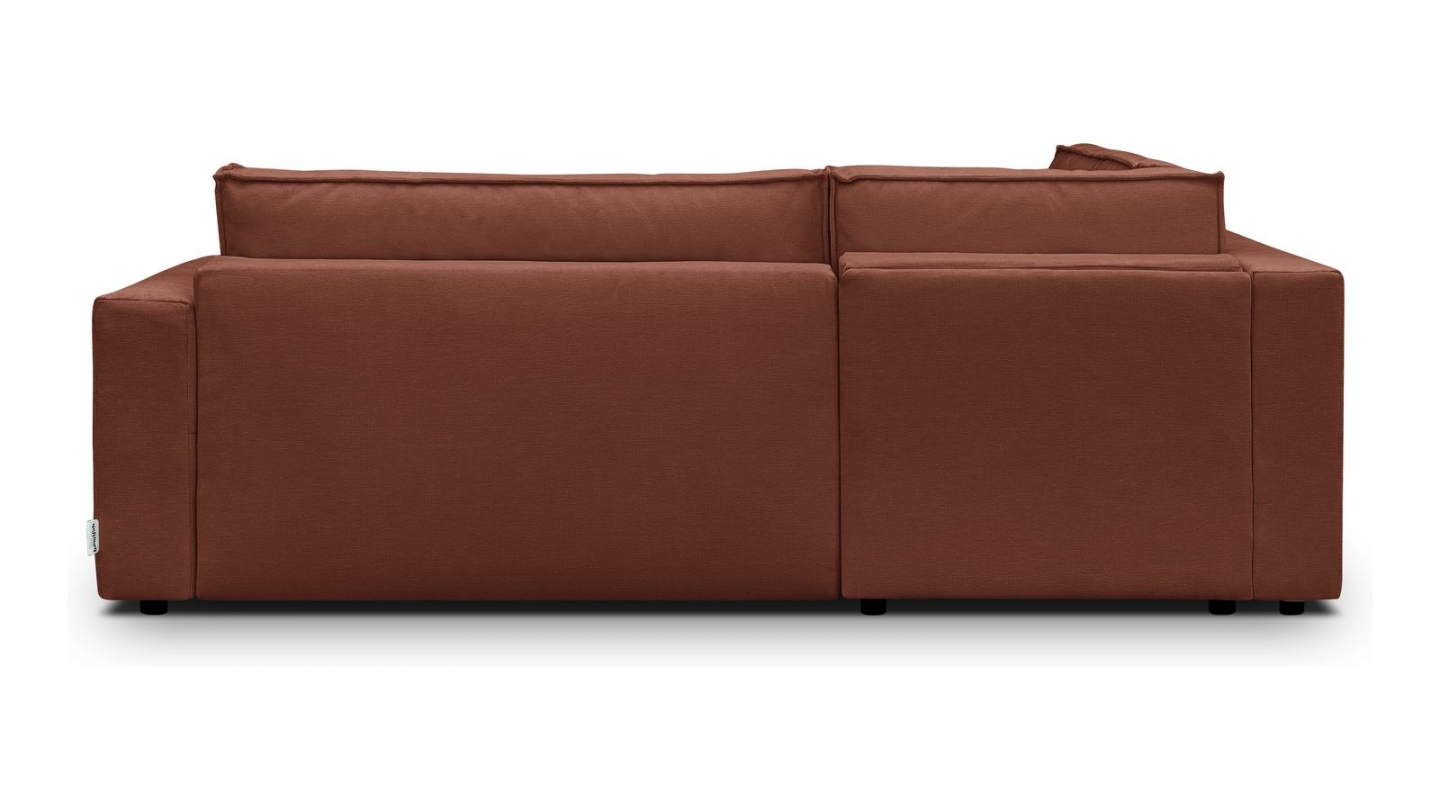 Canapé d'angle ouvert à gauche convertible 3 places en tissu chenille rouille foncé - Emma