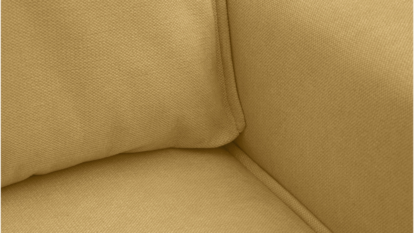 Canapé d'angle ouvert à gauche convertible 3 places en tissu chenille jaune moutarde - Emma