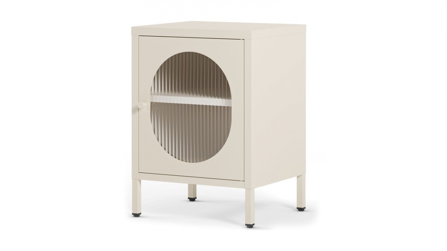 Table de chevet 1 porte en métal beige 40 cm - Ysia