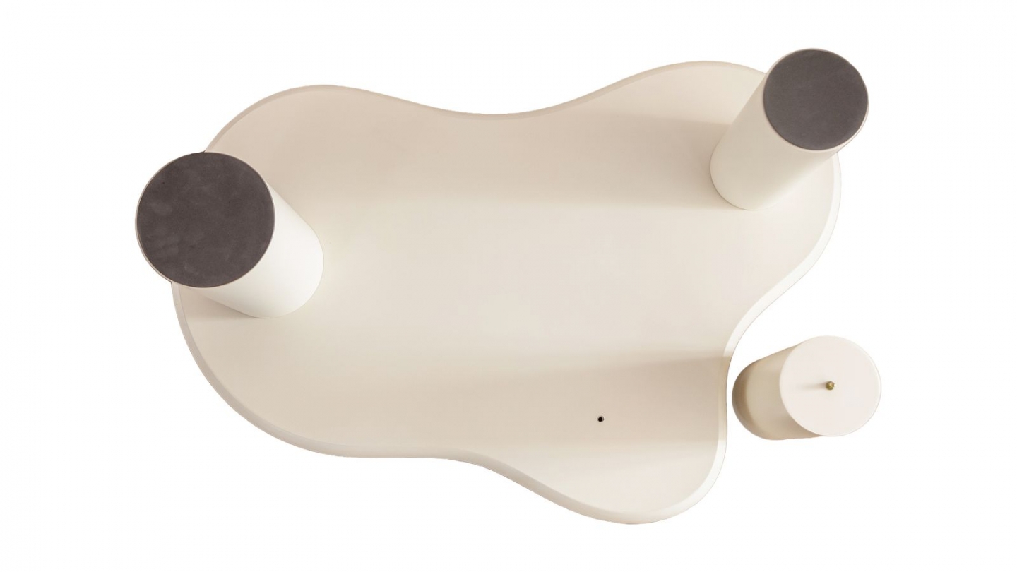 Lot de 2 tables basses organiques gigognes beige - Wave Lot de 2 tables basses organiques gigognes beige - Wave