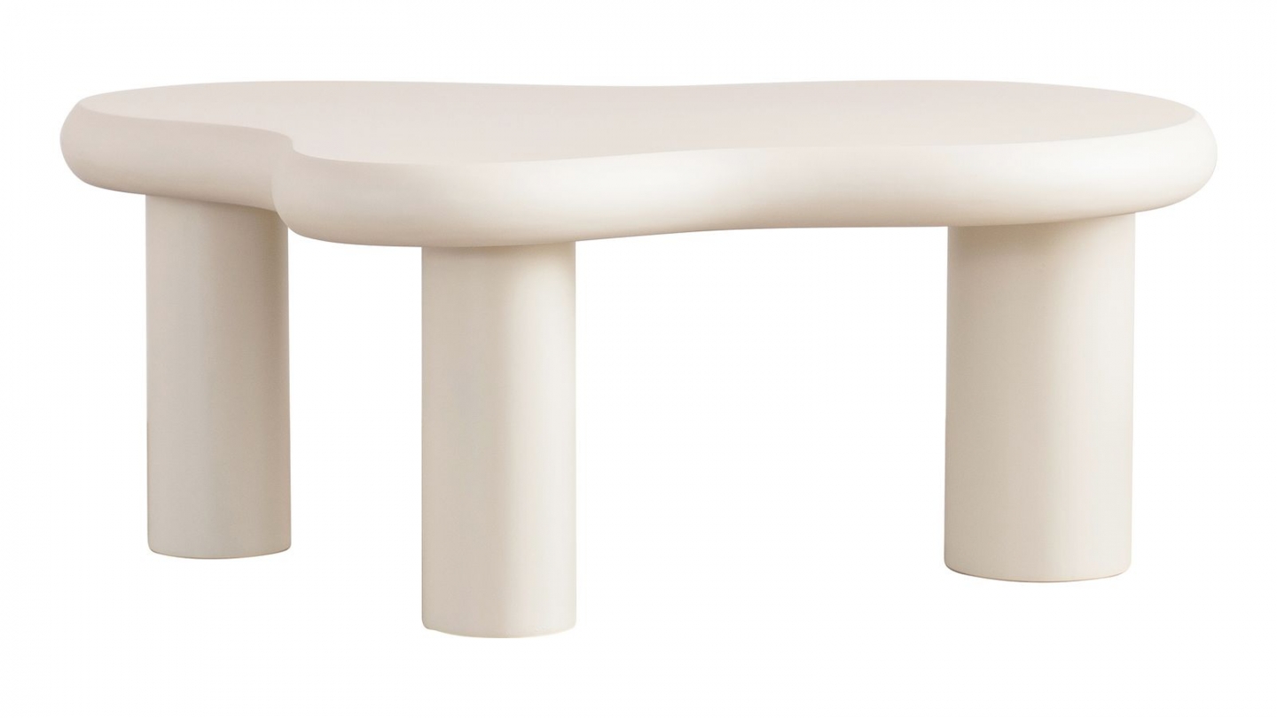 Lot de 2 tables basses organiques gigognes beige - Wave Lot de 2 tables basses organiques gigognes beige - Wave