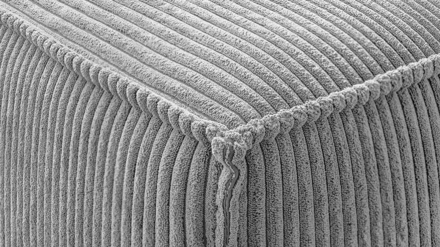 Pouf en velours côtelé gris clair - Harper Pouf en velours côtelé gris clair - Harper