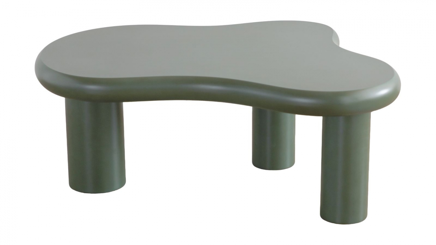 Lot de 2 tables basses organiques gigognes vert mat - Wave