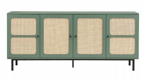 Buffet en cannage 4 portes 180cm vert - Luma