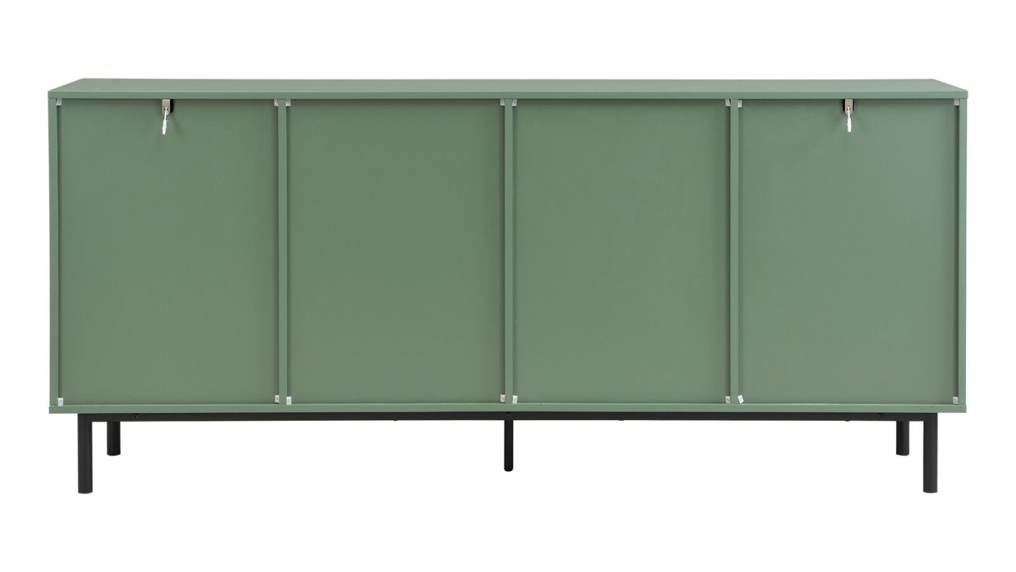 Buffet en cannage 4 portes 180cm vert - Luma