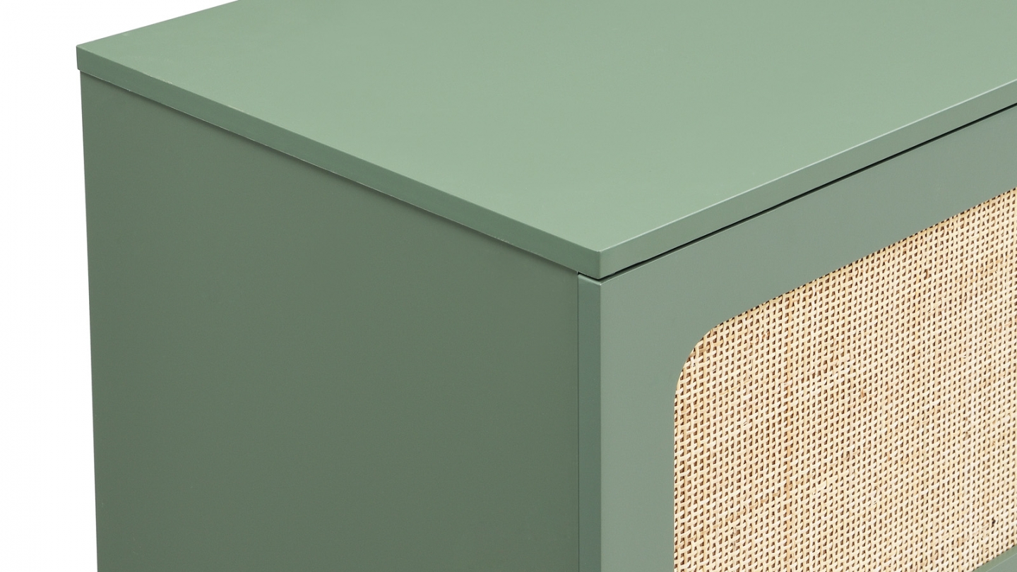 Buffet en cannage 4 portes 180cm vert - Luma