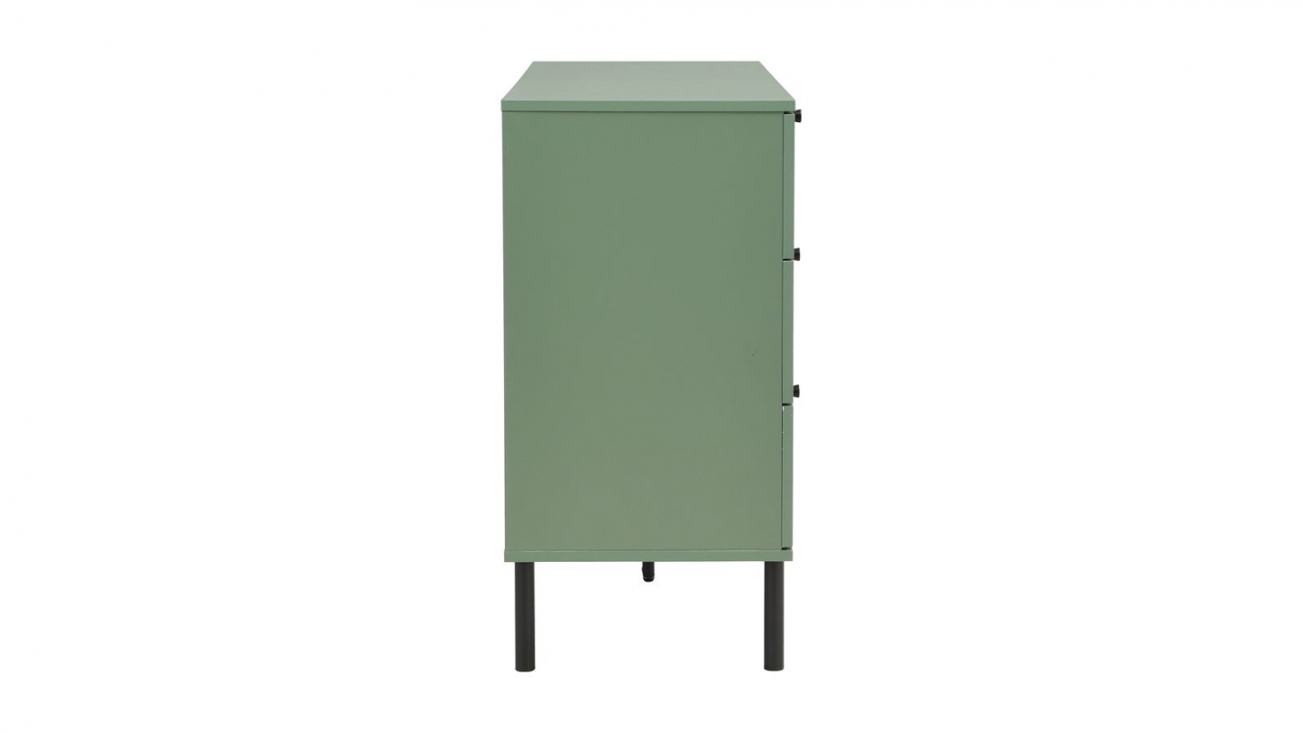 Commode en cannage 3 tiroirs verte 105cm - Luma