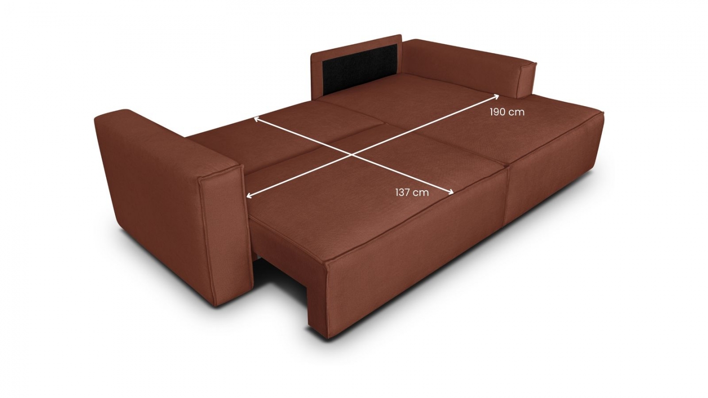 Canapé d'angle à droite convertible 3 places en tissu chenille rouille foncé - Asti Canapé d'angle à droite convertible 3 places en tissu chenille rouille foncé - Asti