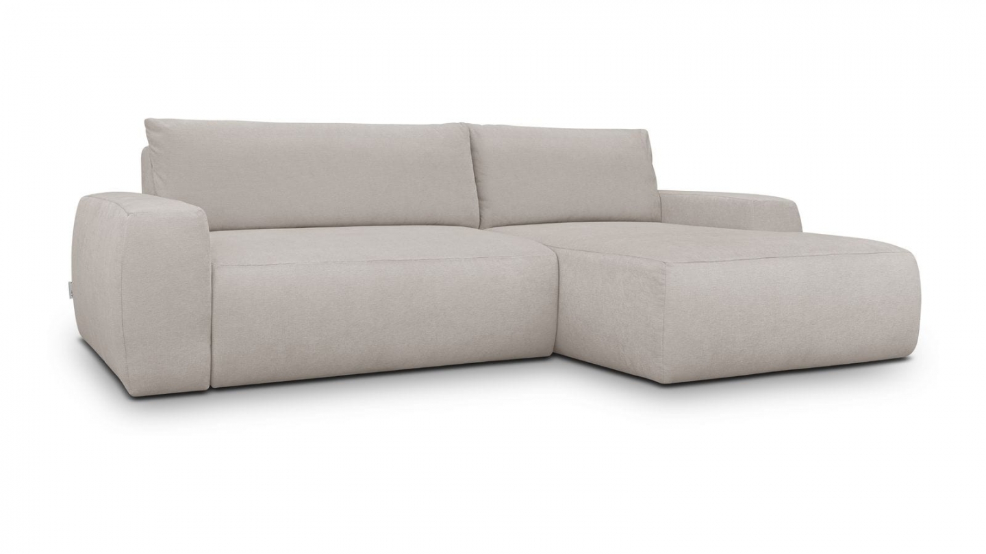 Canapé d'angle droit convertible 3 places en tissu chenille taupe - Sonny Canapé d'angle droit convertible 3 places en tissu chenille taupe - Sonny