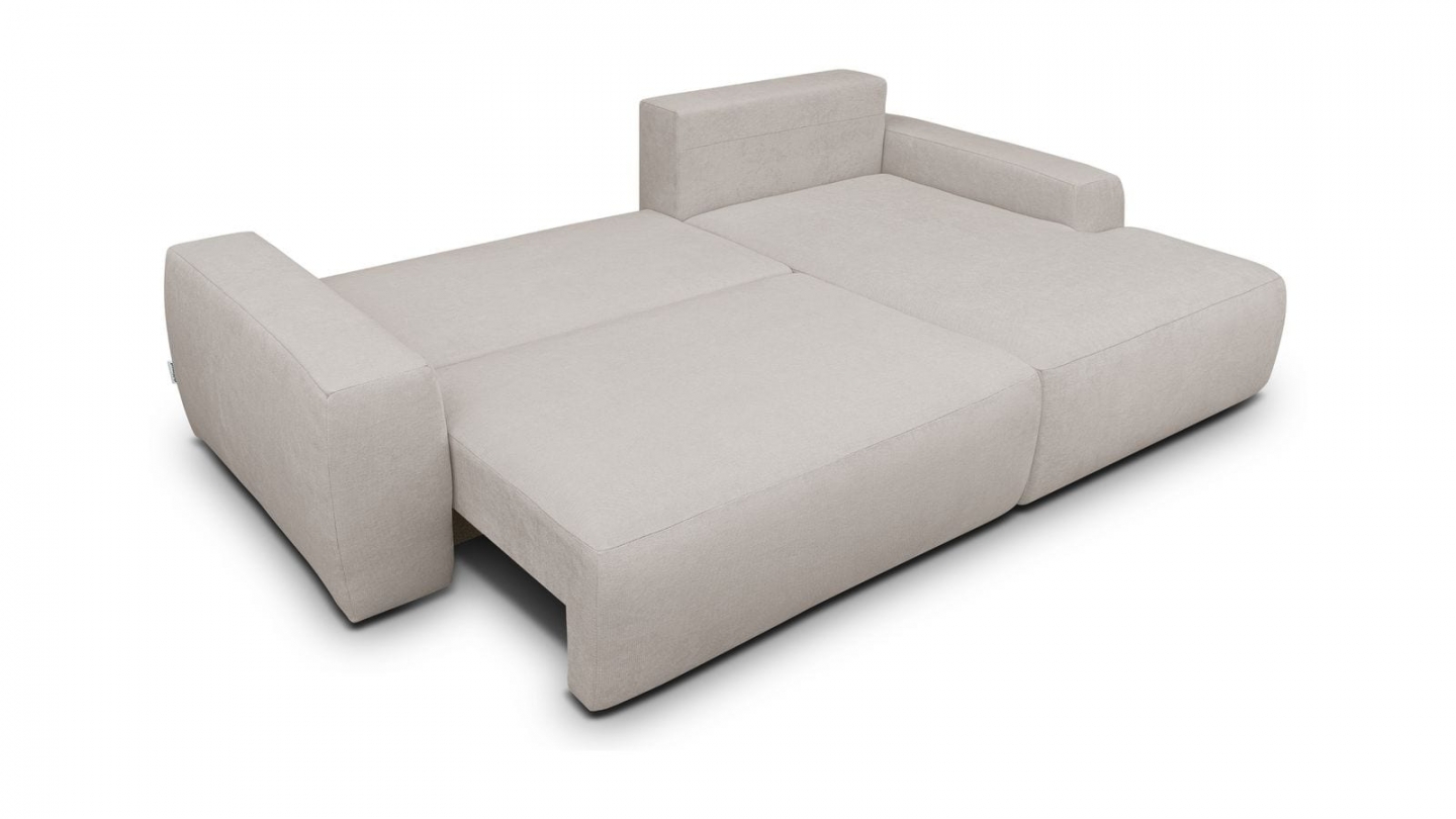 Canapé d'angle droit convertible 3 places en tissu chenille taupe - Sonny Canapé d'angle droit convertible 3 places en tissu chenille taupe - Sonny