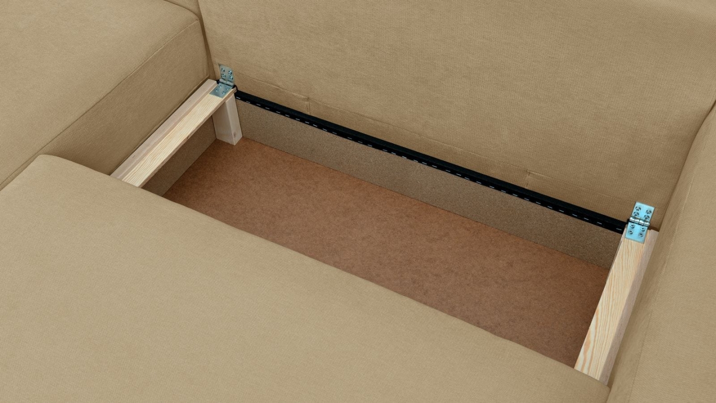 Canapé d'angle gauche convertible 3 places en tissu chenille miel - Sonny Canapé d'angle gauche convertible 3 places en tissu chenille miel - Sonny