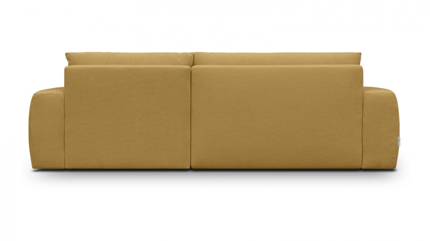 Canapé d'angle droit convertible 3 places en tissu chenille jaune moutarde - Sonny Canapé d'angle droit convertible 3 places en tissu chenille jaune moutarde - Sonny