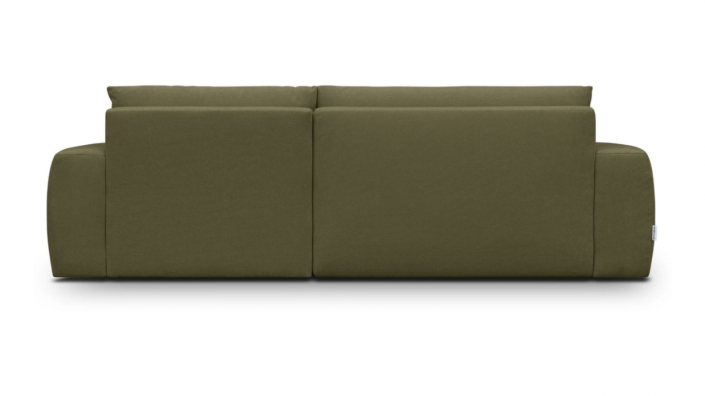 Canapé d'angle droit convertible 3 places en tissu chenille vert kaki - Sonny Canapé d'angle droit convertible 3 places en tissu chenille vert kaki - Sonny