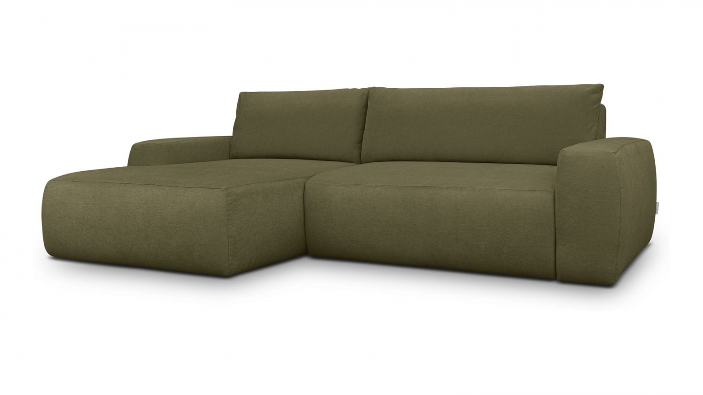 Canapé d'angle gauche convertible 3 places en tissu chenille vert kaki - Sonny Canapé d'angle gauche convertible 3 places en tissu chenille vert kaki - Sonny