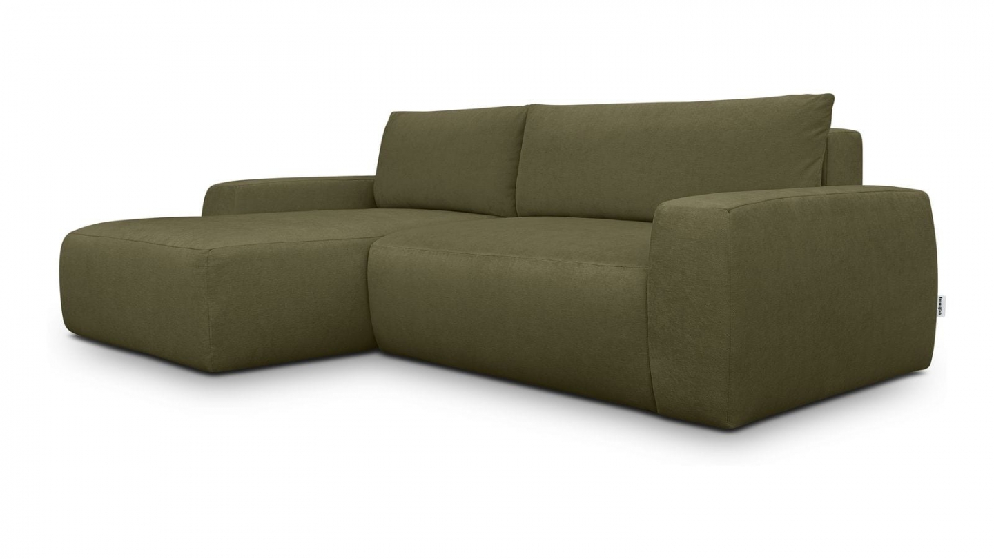 Canapé d'angle gauche convertible 3 places en tissu chenille vert kaki - Sonny Canapé d'angle gauche convertible 3 places en tissu chenille vert kaki - Sonny