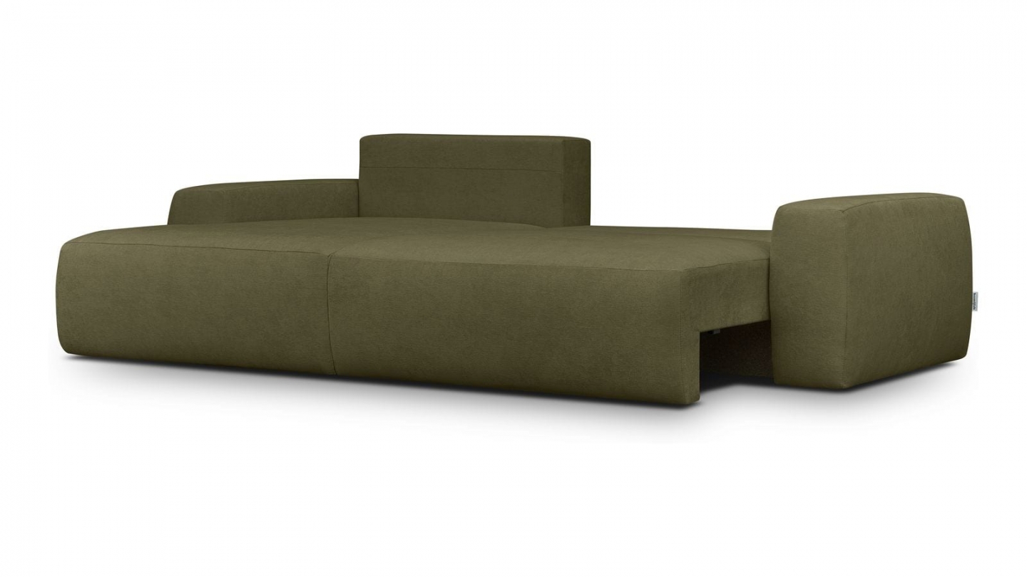 Canapé d'angle gauche convertible 3 places en tissu chenille vert kaki - Sonny Canapé d'angle gauche convertible 3 places en tissu chenille vert kaki - Sonny