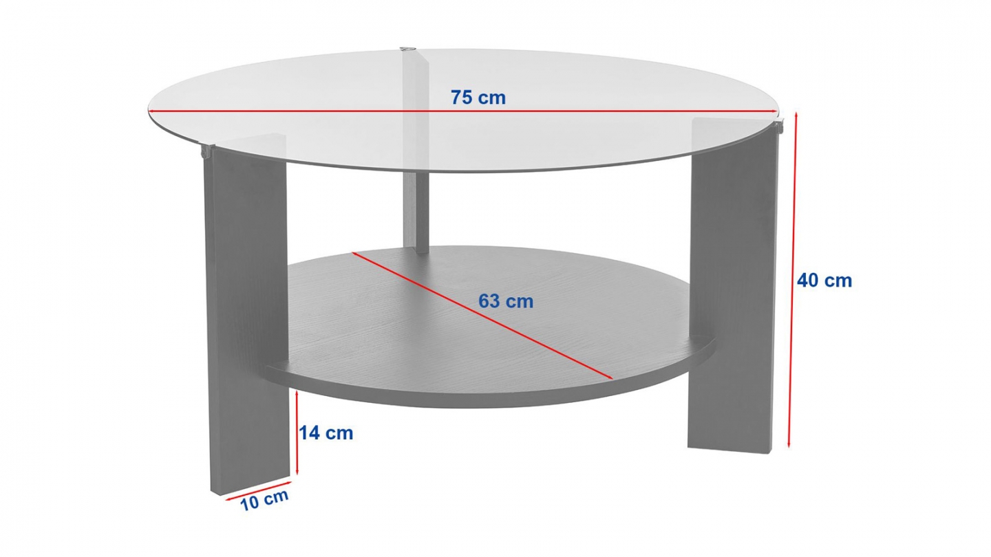 Table basse ronde effet Chêne et verre fumé Ø75 cm - Elora Table basse ronde effet Chêne et verre fumé Ø75 cm - Elora