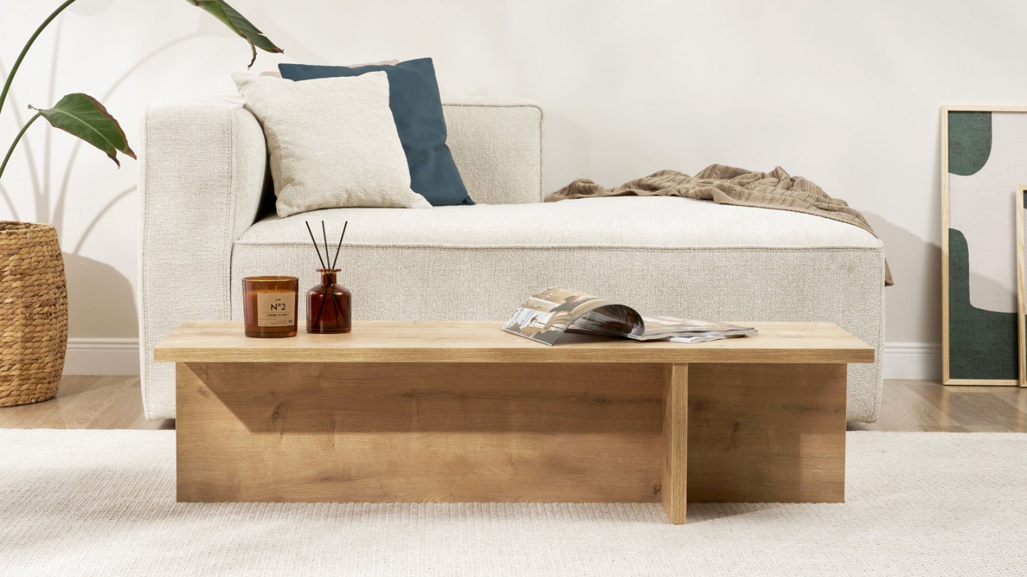 Table basse rectangulaire effet Chêne 120 cm - Arden Table basse rectangulaire effet Chêne 120 cm - Arden
