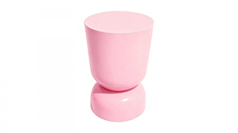 Bout de canape en résine rose brillant Ø32 cm - Tilda