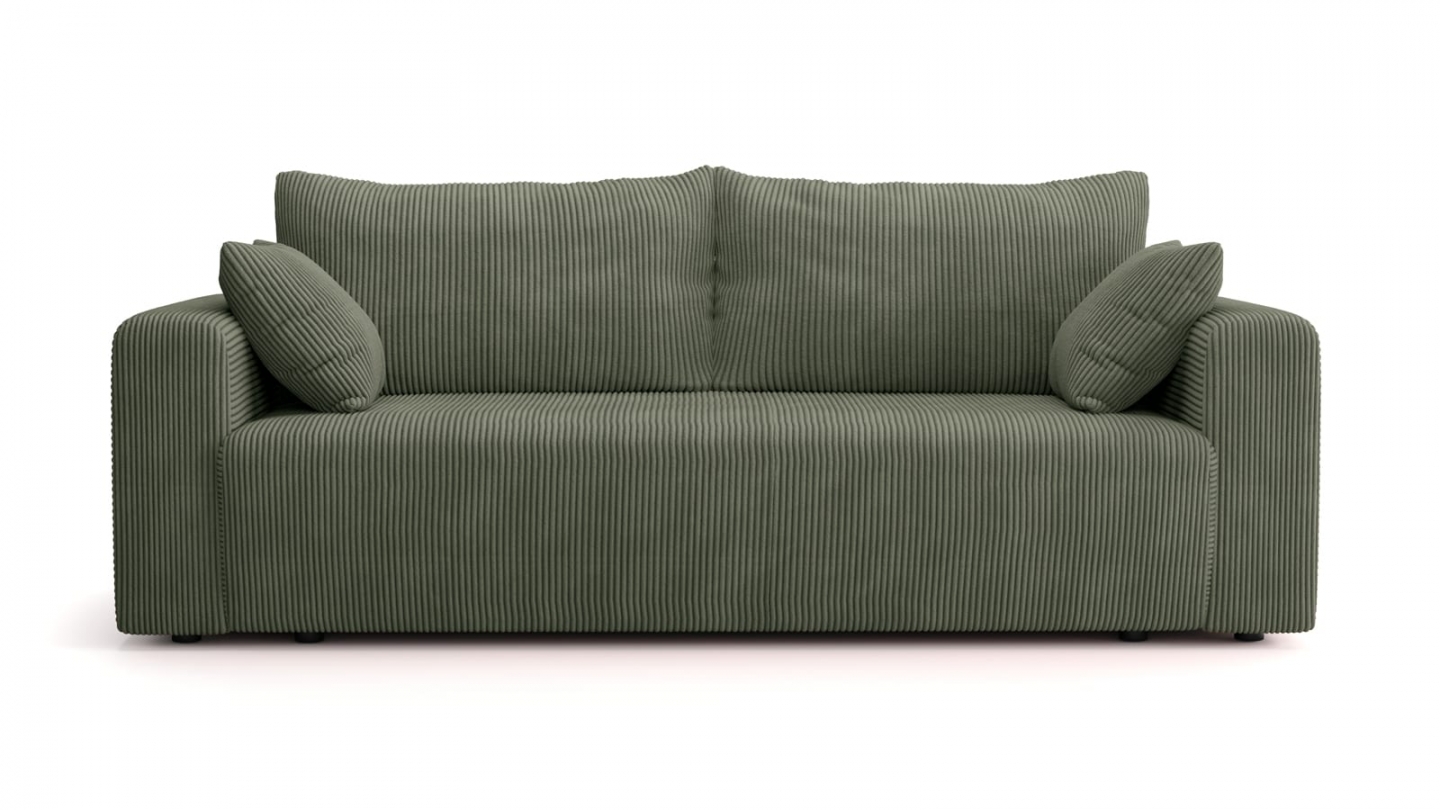 Canapé convertible 3 places en velours côtelé vert kaki - Fjord Canapé convertible 3 places en velours côtelé vert kaki - Fjord