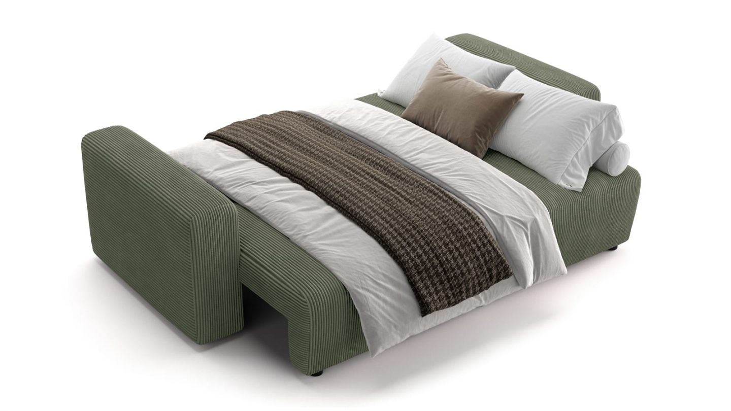 Canapé convertible 3 places en velours côtelé vert kaki - Fjord Canapé convertible 3 places en velours côtelé vert kaki - Fjord