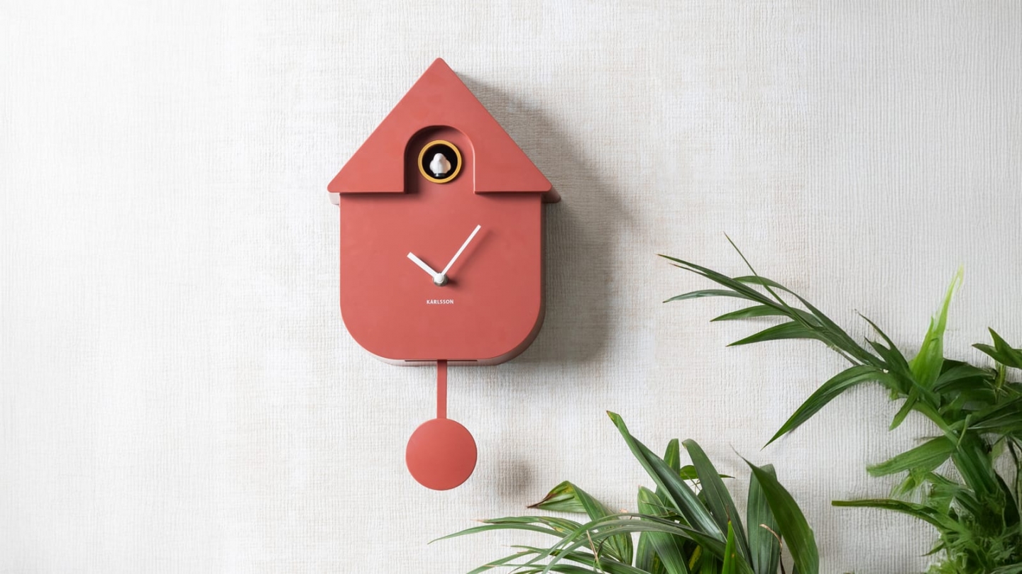 Horloge murale en métal terracotta - Modern Cuckoo Horloge murale en métal terracotta - Modern Cuckoo