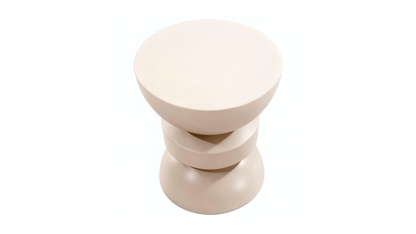 Bout de canapé en résine beige mat Ø30 cm - Elin Bout de canapé en résine beige mat Ø30 cm - Elin