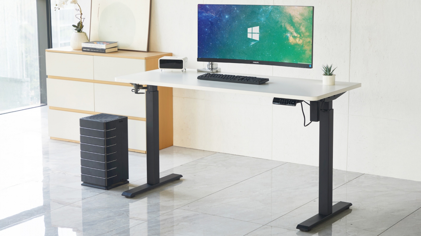 Bureau assis-debout électrique réglable 72-120 cm avec ports USB - blanc - Up&Down Bureau assis-debout électrique réglable 72-120 cm avec ports USB - blanc - Up&Down