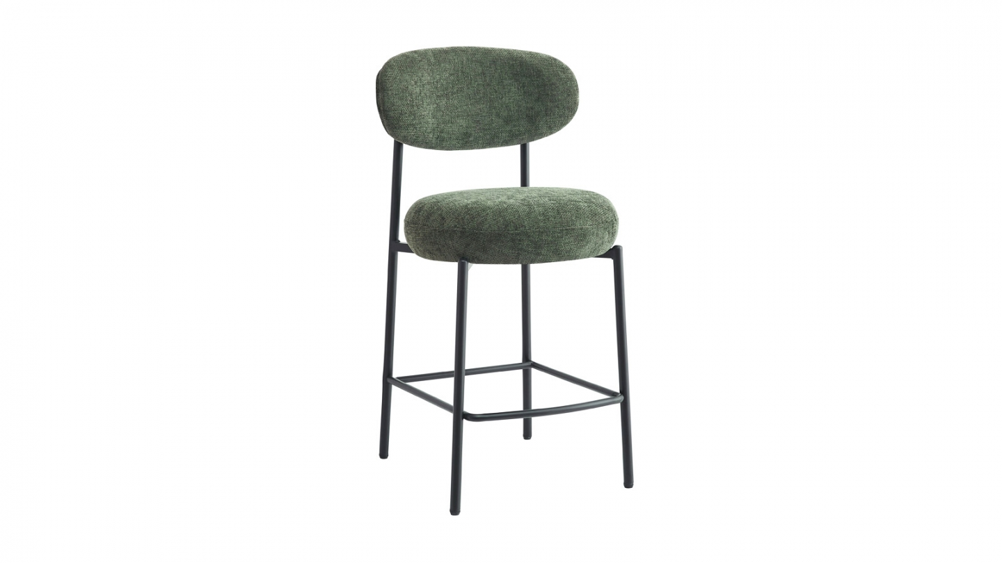 Lot de 2 tabourets de bar en tissu vert - Orla Lot de 2 tabourets de bar en tissu vert - Orla