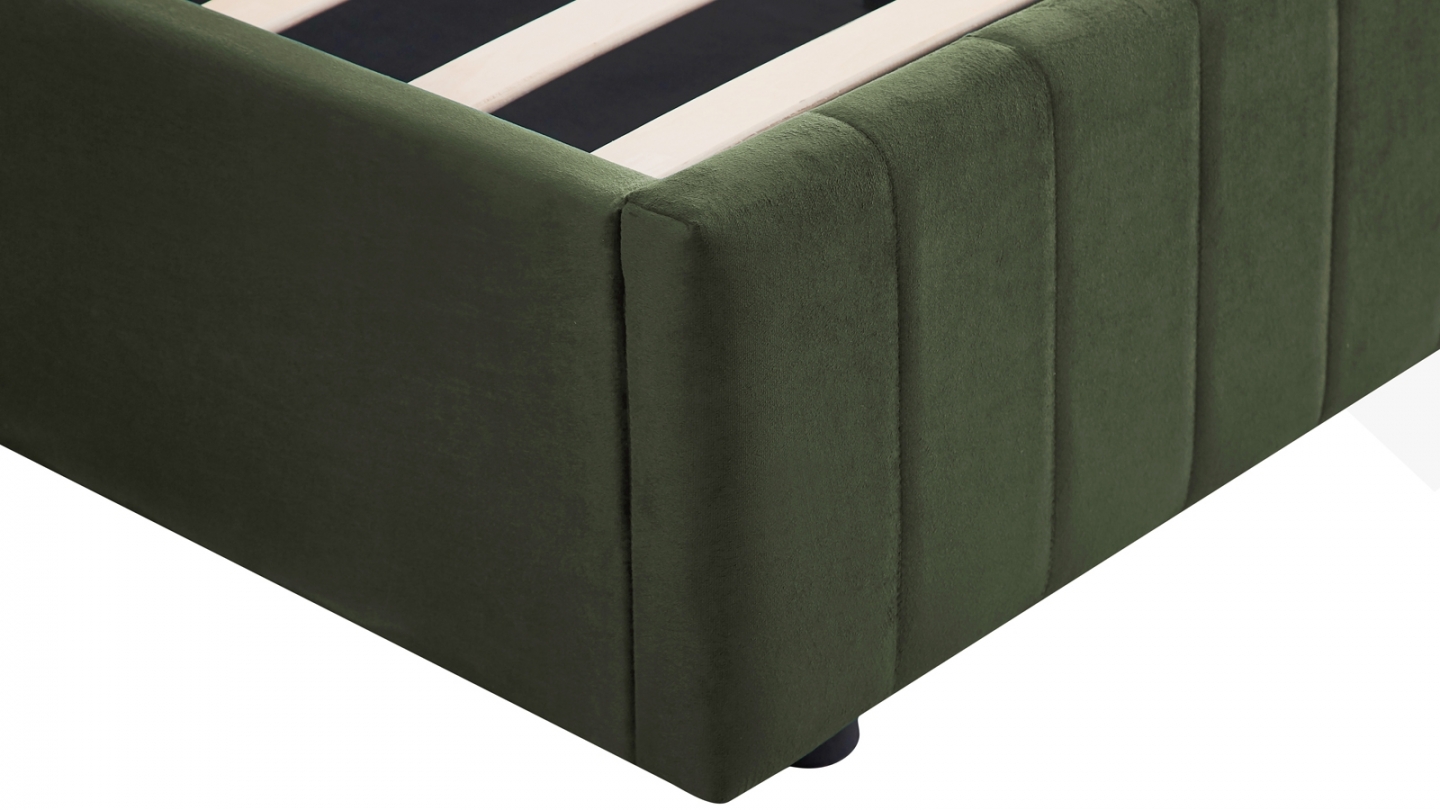Ensemble Lit coffre adulte 140x190cm avec tête de lit en velours vert kaki - Ava + Matelas mémoire de forme - Memo HR Ensemble Lit coffre adulte 140x190cm avec tête de lit en velours vert kaki - Ava + Matelas mémoire de forme - Memo HR