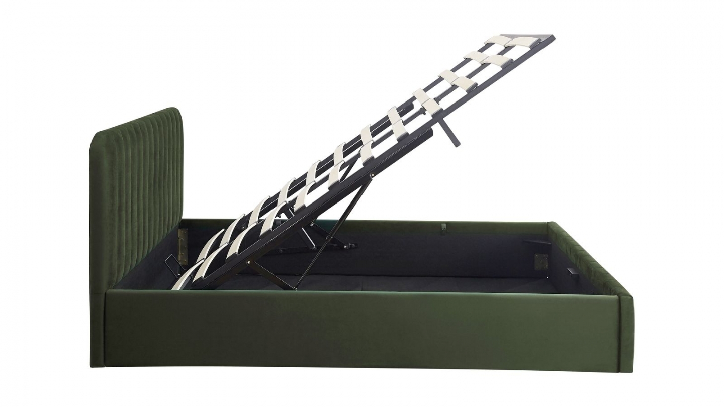 Ensemble Lit coffre adulte 140x190cm avec tête de lit en velours vert kaki - Ava + Matelas ressorts ensachés - Spring Elite Ensemble Lit coffre adulte 140x190cm avec tête de lit en velours vert kaki - Ava + Matelas ressorts ensachés - Spring Elite