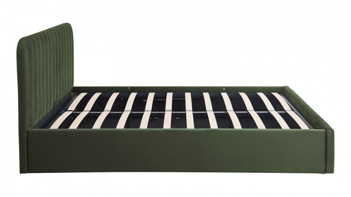 Ensemble Lit coffre adulte 140x190cm avec tête de lit en velours vert kaki - Ava + Matelas ressorts ensachés - Spring Elite Ensemble Lit coffre adulte 140x190cm avec tête de lit en velours vert kaki - Ava + Matelas ressorts ensachés - Spring Elite