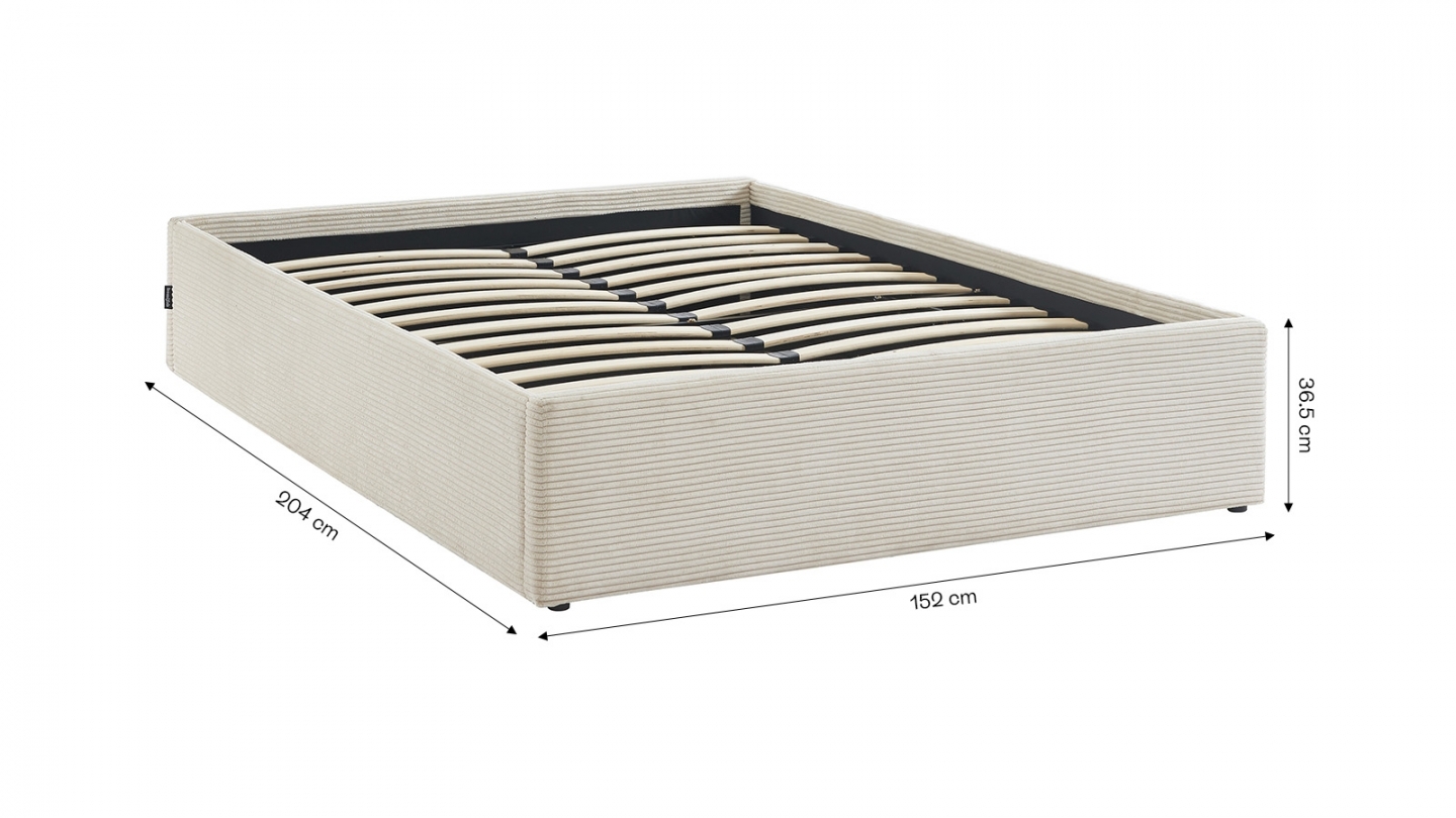 Ensemble Lit coffre adulte 140x190cm en velours côtelé beige avec sommier - Handy + Matelas mémoire de forme - Dual Confort Ensemble Lit coffre adulte 140x190cm en velours côtelé beige avec sommier - Handy + Matelas mémoire de forme - Dual Confort