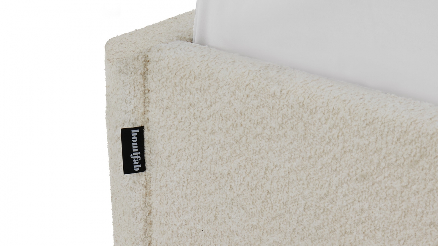 Ensemble Lit coffre adulte 180x200cm en tissu bouclé beige avec sommier - Handy + Matelas mémoire de forme - Dual Confort Ensemble Lit coffre adulte 180x200cm en tissu bouclé beige avec sommier - Handy + Matelas mémoire de forme - Dual Confort