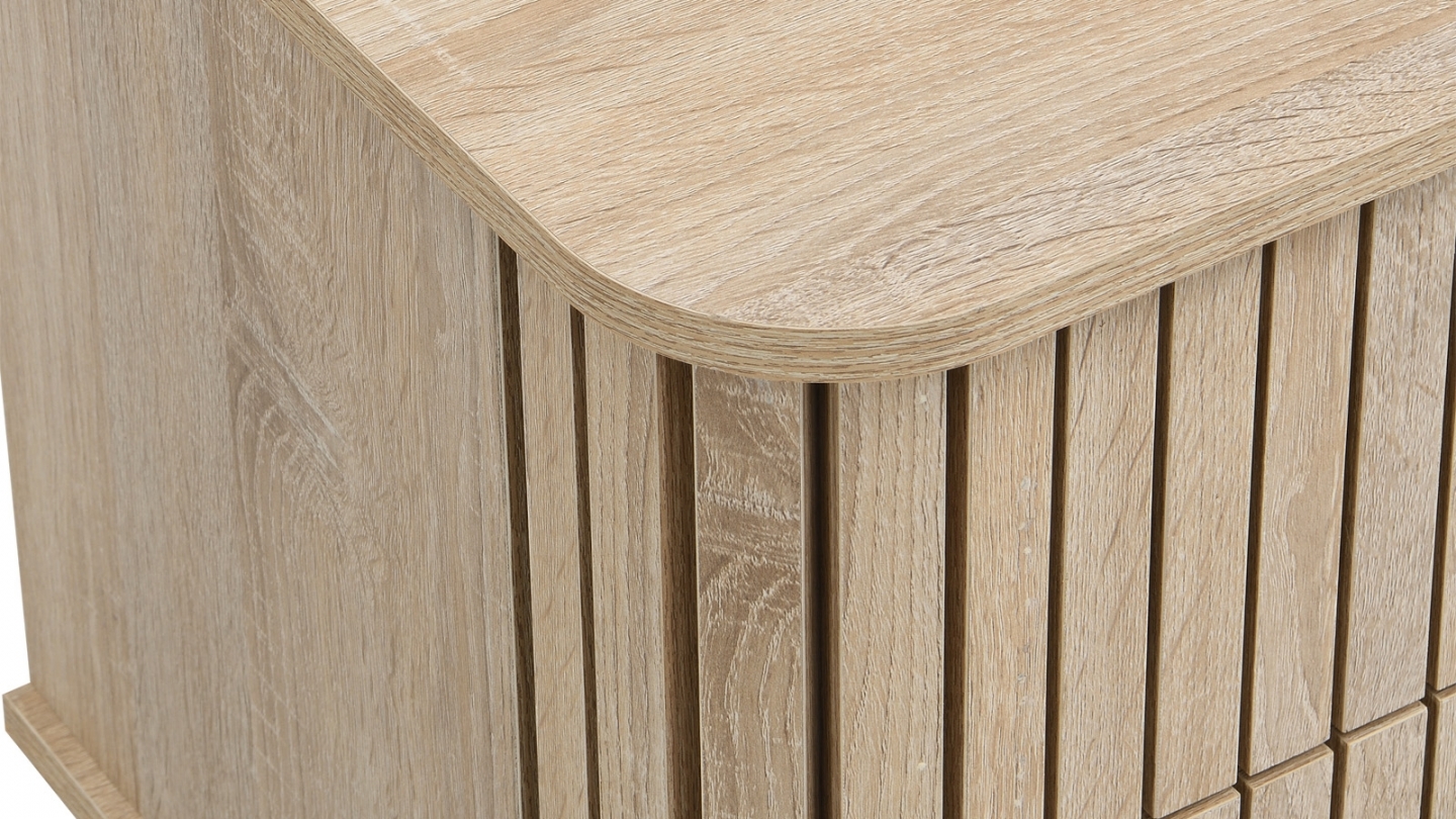 Lot de 2 tables de chevet 2 tiroirs rainurés couleur chêne L50xH55 cm - Solna Lot de 2 tables de chevet 2 tiroirs rainurés couleur chêne L50xH55 cm - Solna