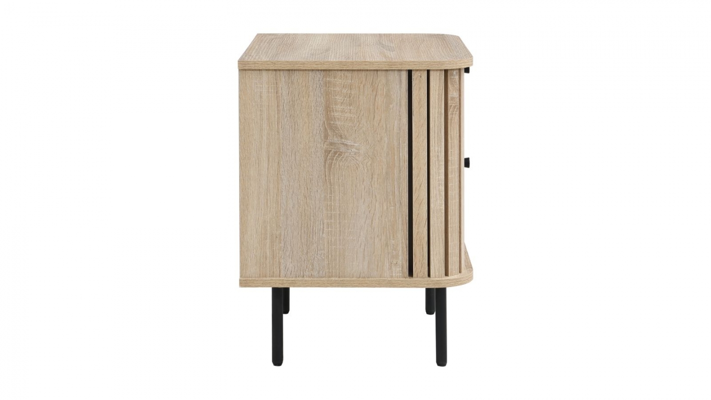 Lot de 2 tables de chevet 2 tiroirs rainurés couleur chêne L50xH55 cm - Solna Lot de 2 tables de chevet 2 tiroirs rainurés couleur chêne L50xH55 cm - Solna