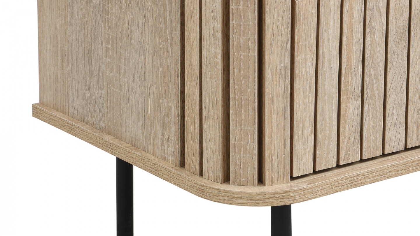 Lot de 2 tables de chevet 2 tiroirs rainurés couleur chêne L50xH55 cm - Solna Lot de 2 tables de chevet 2 tiroirs rainurés couleur chêne L50xH55 cm - Solna