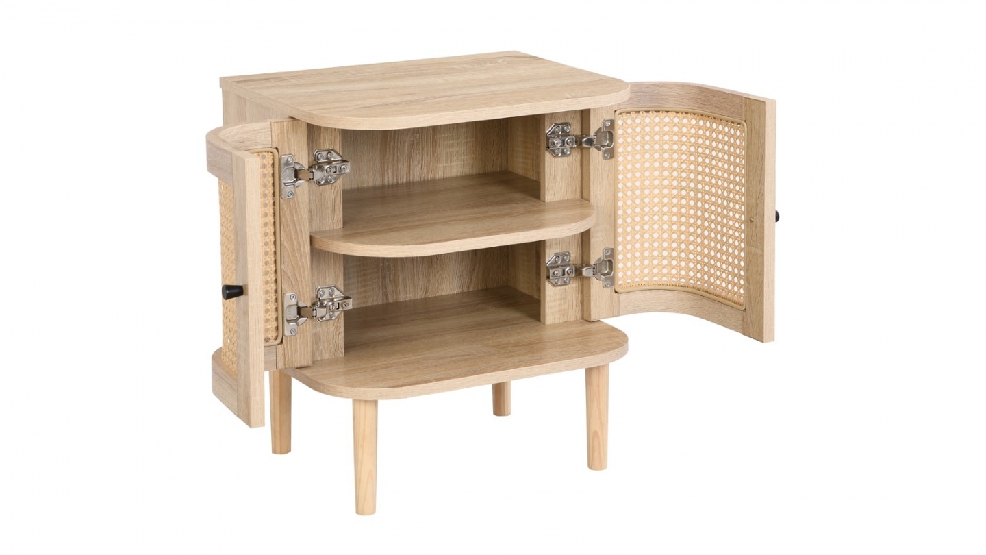 Ensemble Lit adulte 140x190 cm en velours côtelé vert kaki avec tête de lit en cannage Dalia + lot de 2 chevets Bali Ensemble Lit adulte 140x190 cm en velours côtelé vert kaki avec tête de lit en cannage Dalia + lot de 2 chevets Bali