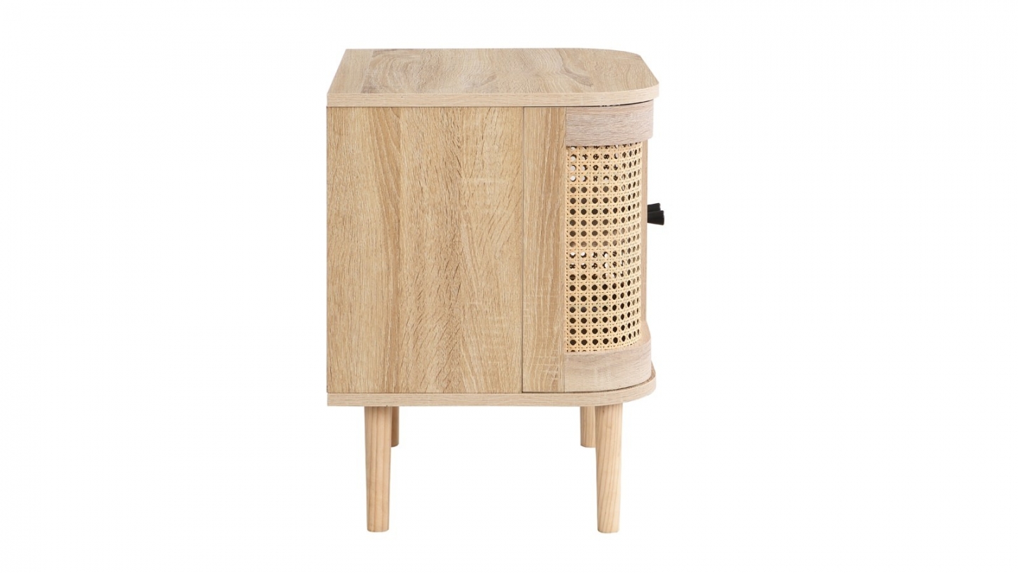 Ensemble Lit adulte 180x200 cm en velours côtelé vert kaki avec tête de lit en cannage Dalia + lot de 2 chevets Bali Ensemble Lit adulte 180x200 cm en velours côtelé vert kaki avec tête de lit en cannage Dalia + lot de 2 chevets Bali