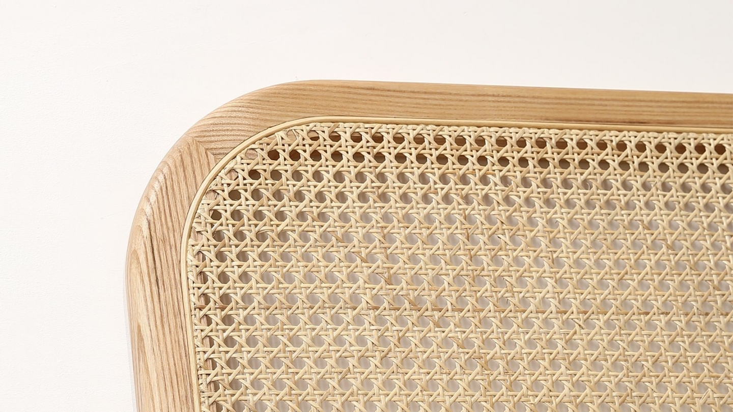 Ensemble Lit adulte 140x190 cm en velours côtelé beige avec tête de lit en cannage Dalia + lot de 2 chevets Bali Ensemble Lit adulte 140x190 cm en velours côtelé beige avec tête de lit en cannage Dalia + lot de 2 chevets Bali