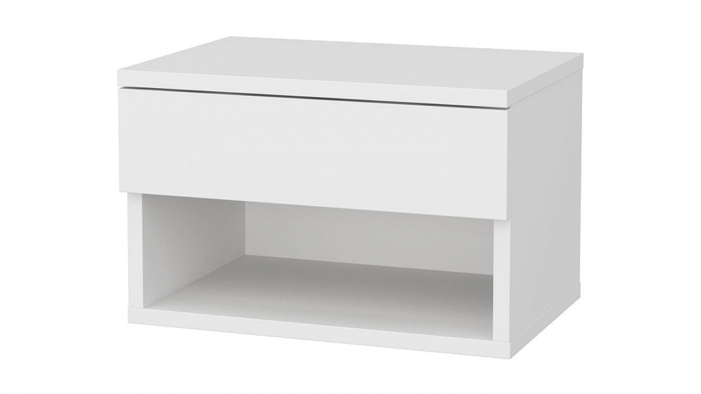 Table de chevet suspendue 1 troir 1 niche blanche 45 cm - Cosenza Table de chevet suspendue 1 troir 1 niche blanche 45 cm - Cosenza